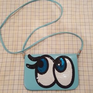 Winky Baby Blue Sequin Crossbody Bag